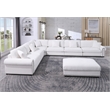 Oliver Polyester Upholstered Large Sectional Sofa 6-seat with ottoman White