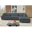 Sally Corduroy Polyester Upholstered Sectional Sofa 3 Seats W/ Ottoman Dark Gray