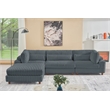 Sally Corduroy Polyester Upholstered Sectional Sofa 3 Seats W/ Ottoman Dark Gray