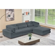 Sally Corduroy Polyester Upholstered Sectional Sofa 3 Seats W/ Ottoman Dark Gray