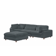 Sally Corduroy Polyester Upholstered Sectional Sofa 3 Seats W/ Ottoman Dark Gray