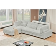 Sally Corduroy Polyester Upholstered Sectional Sofa 3-Seat W/ Ottoman Light Gray