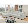 Sally Corduroy Polyester Upholstered Sectional Sofa 3-Seat W/ Ottoman Light Gray