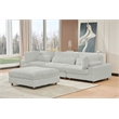 Sally Corduroy Polyester Upholstered Sectional Sofa 3-Seat W/ Ottoman Light Gray