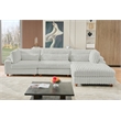 Sally Corduroy Polyester Upholstered Sectional Sofa 3-Seat W/ Ottoman Light Gray