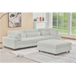 Sally Corduroy Polyester Upholstered Sectional Sofa 3-Seat W/ Ottoman Light Gray