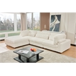 Sally Corduroy Polyester Upholstered Sectional Sofa 3 Seats W/ Ottoman White