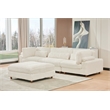 Sally Corduroy Polyester Upholstered Sectional Sofa 3 Seats W/ Ottoman White
