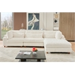 Sally Corduroy Polyester Upholstered Sectional Sofa 3 Seats W/ Ottoman White