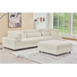 Sally Corduroy Polyester Upholstered Sectional Sofa 3 Seats W/ Ottoman White