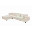 Sally Corduroy Polyester Upholstered Sectional Sofa 3 Seats W/ Ottoman White