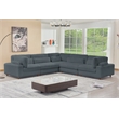 Sally Corduroy Polyester Upholstered Sectional Sofa L-Shape 4-seat Dark Gray