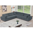 Sally Corduroy Polyester Upholstered Sectional Sofa L-Shape 4-seat Dark Gray