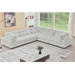 Sally Corduroy Polyester Upholstered Sectional Sofa L-Shape 4-seat Light Gray