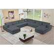 Sally Corduroy Polyester Upholstered Sectional Sofa 7-seat 2 ottomans Dark Gray