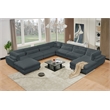 Sally Corduroy Polyester Upholstered Sectional Sofa 7-seat 2 ottomans Dark Gray