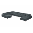 Sally Corduroy Polyester Upholstered Sectional Sofa 7-seat 2 ottomans Dark Gray