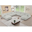 Sally Corduroy Polyester Upholstered Sectional Sofa 7-seat 2 ottomans Light Gray