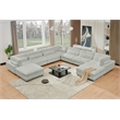 Sally Corduroy Polyester Upholstered Sectional Sofa 7-seat 2 ottomans Light Gray