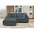 Sally Corduroy Polyester Upholstered Sofa Couch Loveseat W/ Ottoman Dark Gray