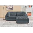 Sally Corduroy Polyester Upholstered Sofa Couch Loveseat W/ Ottoman Dark Gray