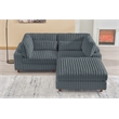 Sally Corduroy Polyester Upholstered Sofa Couch Loveseat W/ Ottoman Dark Gray