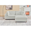 Sally Corduroy Polyester Upholstered Sofa Couch Loveseat W/ Ottoman Light Gray
