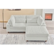 Sally Corduroy Polyester Upholstered Sofa Couch Loveseat W/ Ottoman Light Gray