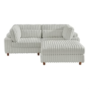 Sally Corduroy Polyester Upholstered Sofa Couch Loveseat W/ Ottoman Light Gray