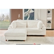 Sally Corduroy Polyester Upholstered Sofa Couch Loveseat W/ Ottoman White