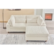 Sally Corduroy Polyester Upholstered Sofa Couch Loveseat W/ Ottoman White