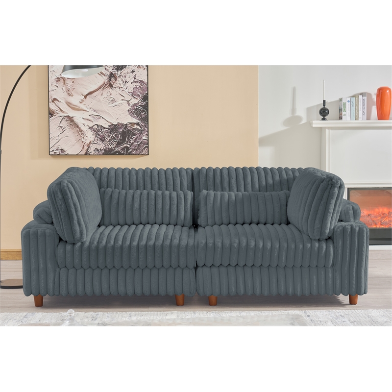 Sally Corduroy Polyester Upholstered Modular Sectional Sofa Loveseat Dark Gray