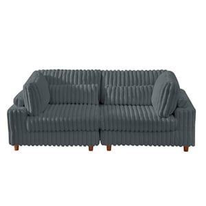 Sally Corduroy Polyester Upholstered Modular Sectional Sofa Loveseat Dark Gray