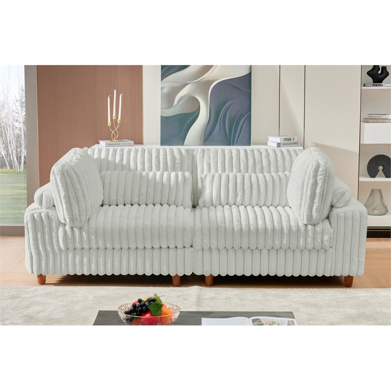 Sally Corduroy Polyester Upholstered Modular Sectional Sofa Loveseat Light Gray