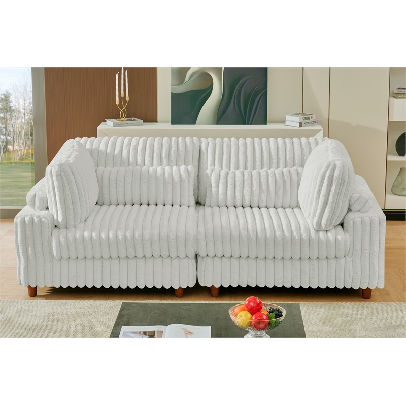 Sally Corduroy Polyester Upholstered Modular Sectional Sofa Loveseat Light Gray