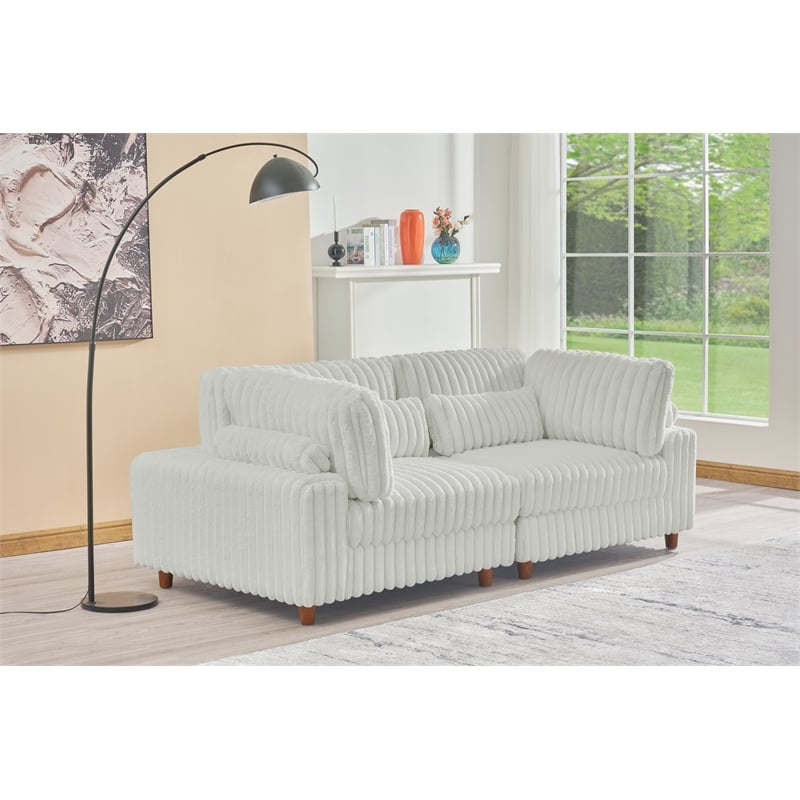 Sally Corduroy Polyester Upholstered Modular Sectional Sofa Loveseat Light Gray