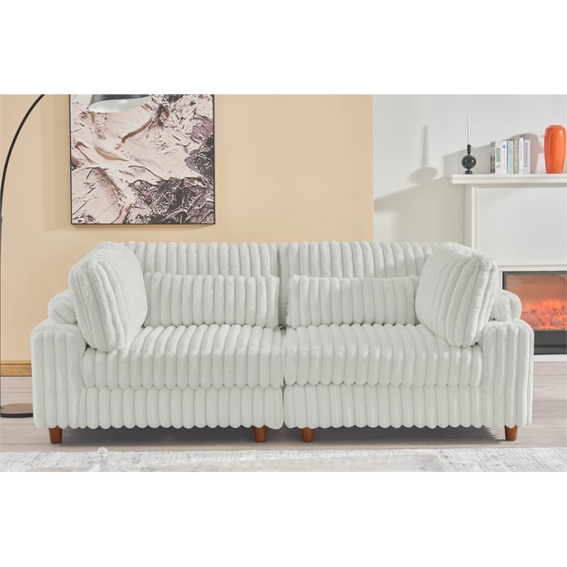 Sally Corduroy Polyester Upholstered Modular Sectional Sofa Loveseat Light Gray