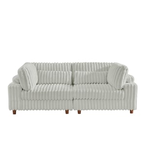 Sally Corduroy Polyester Upholstered Modular Sectional Sofa Loveseat Light Gray