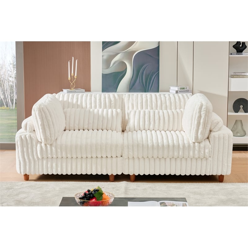 Sally Corduroy Polyester Upholstered Modular Sectional Sofa Loveseat White