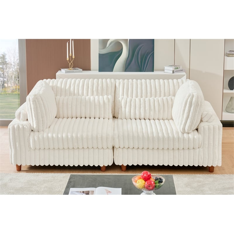 Sally Corduroy Polyester Upholstered Modular Sectional Sofa Loveseat White