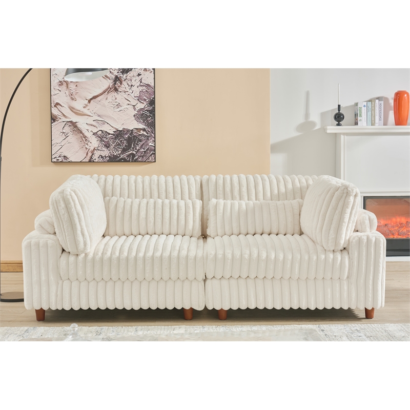 Sally Corduroy Polyester Upholstered Modular Sectional Sofa Loveseat White