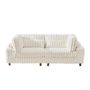 Sally Corduroy Polyester Upholstered Modular Sectional Sofa Loveseat White