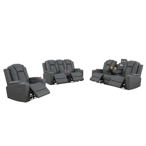 bonnie faux leather electric recliner with cup holder & speaker & usb gray