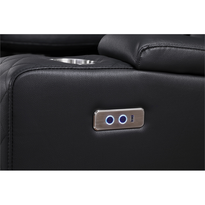 Bonnie Faux Leather Electric Recliner With Cup Holder & Speaker & USB Black