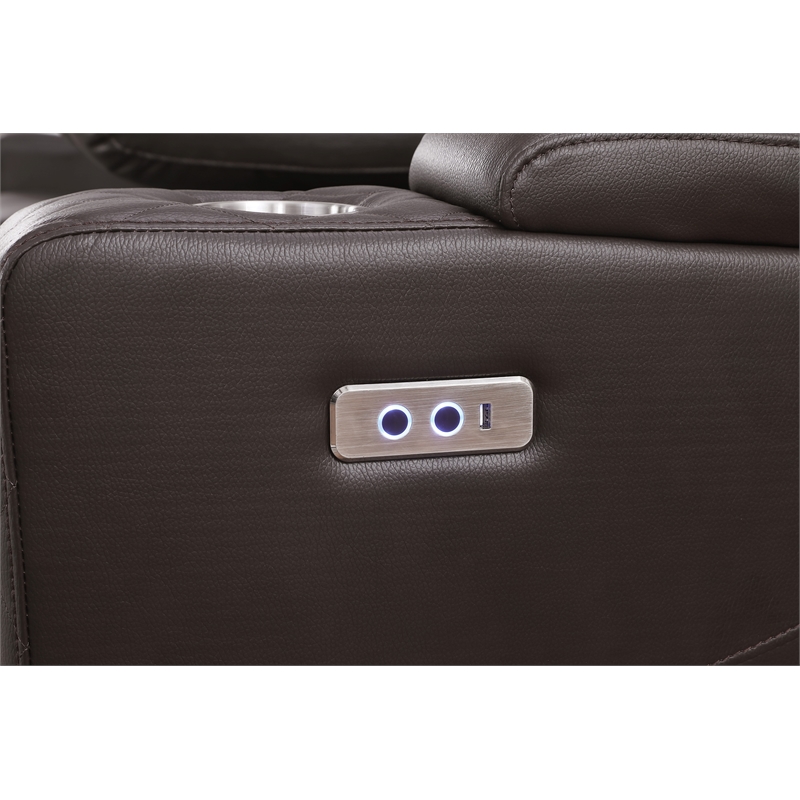 Bonnie Faux Leather Electric Recliner With Cup Holder & Speaker & USB Brown