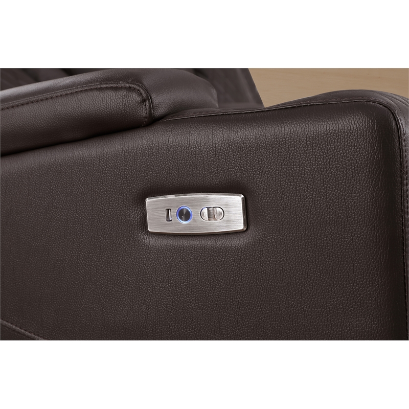 Bonnie Faux Leather Electric Recliner With Cup Holder & Speaker & USB Brown