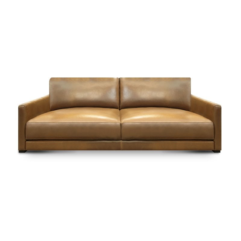 Hello Sofa Home Raffa 3-Seater Contemporary Top Grain Leather Sofa in Brown