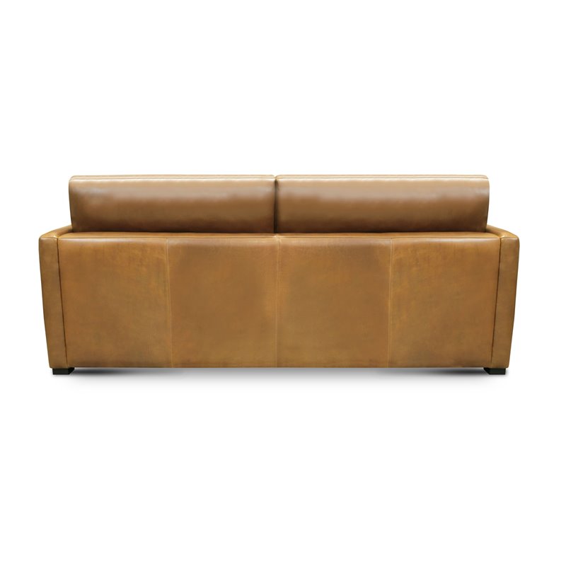 Hello Sofa Home Raffa 3-Seater Contemporary Top Grain Leather Sofa in Brown