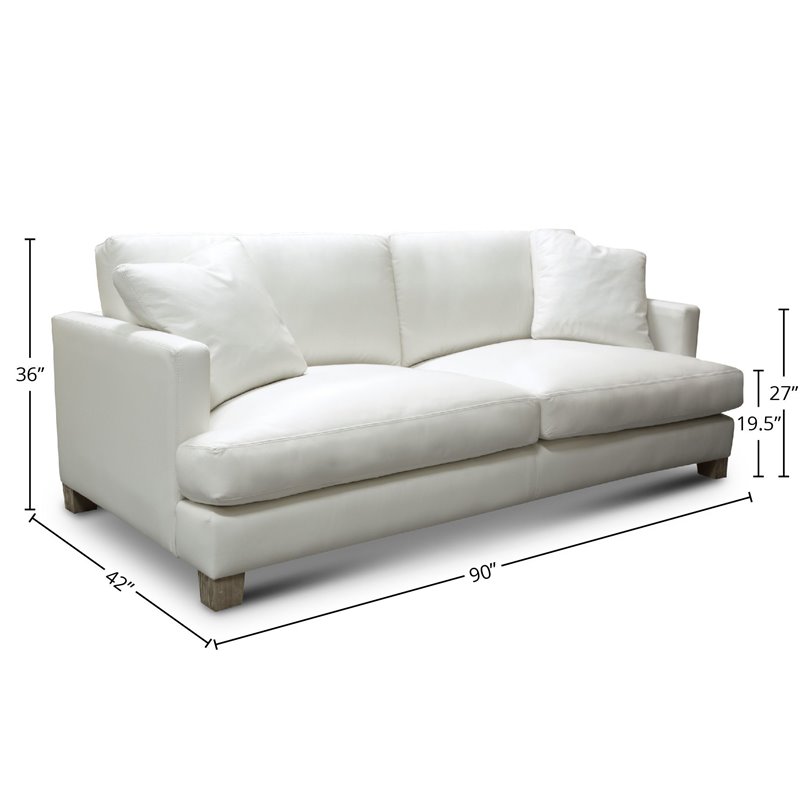 Hello Sofa Home Galaxy 3-Seater Modern Top Grain Leather Sofa in White