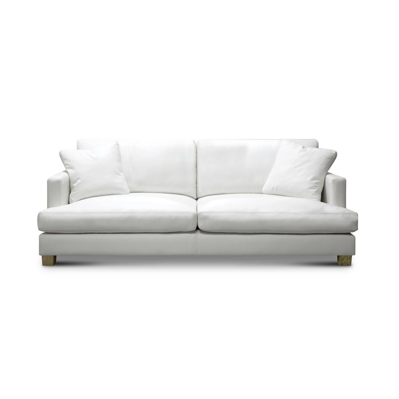 Hello Sofa Home Galaxy 3-Seater Modern Top Grain Leather Sofa in White